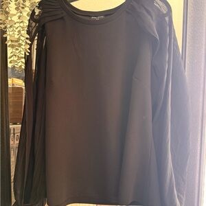 City Chic Black Sheer Sleeve Blouse